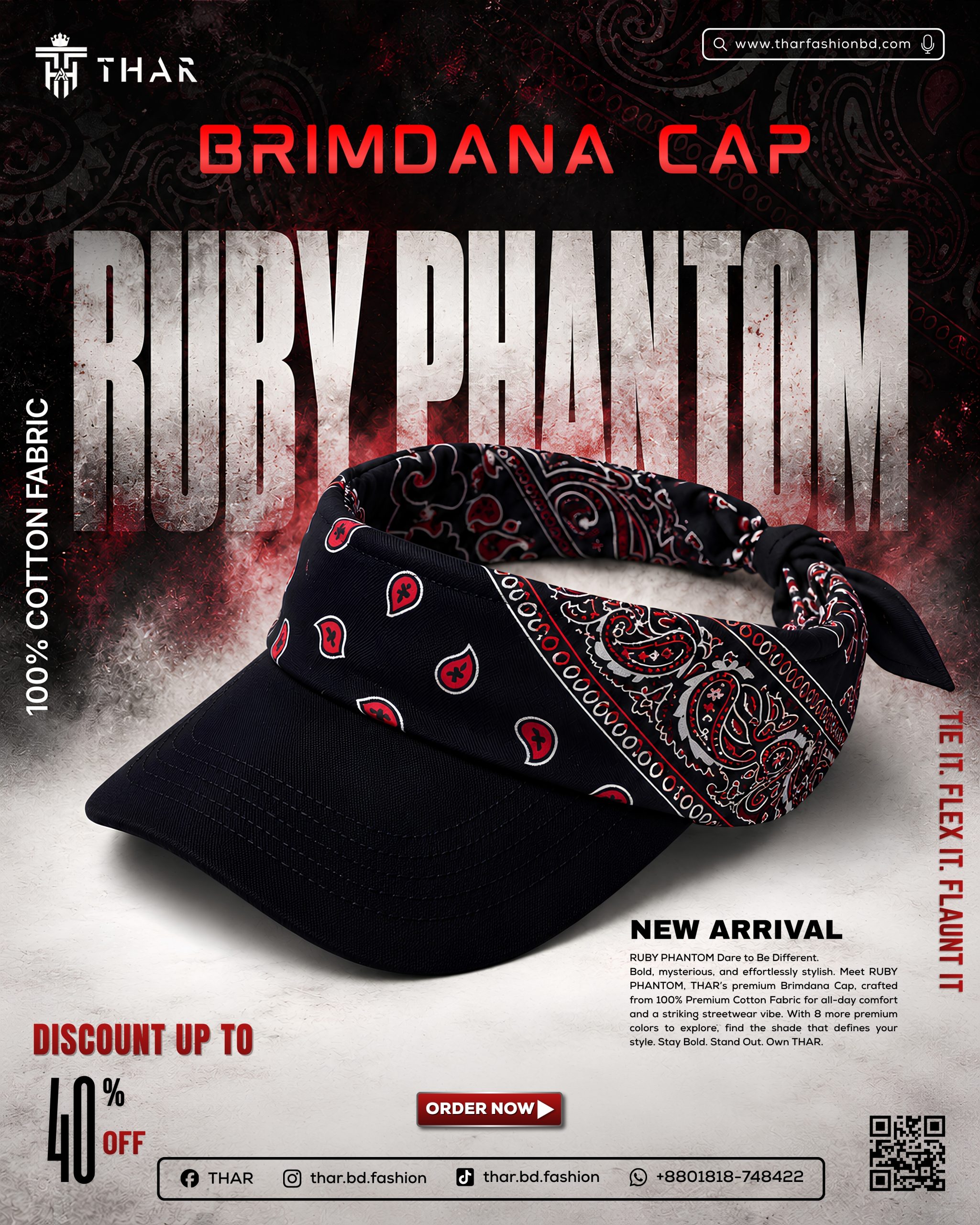 THAR RUBY PHANTOM Bandana Brim Cap – Premium Cotton