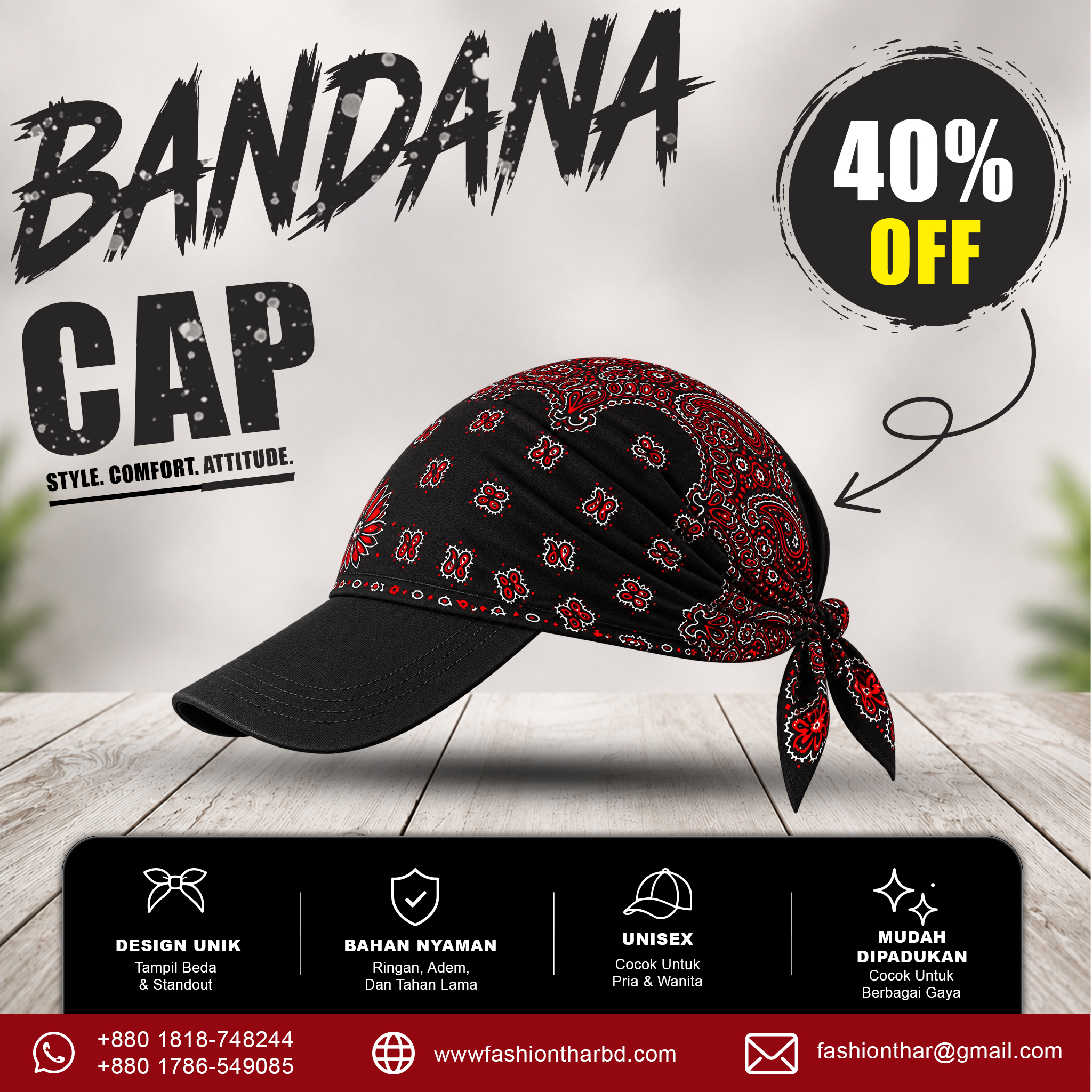 THAR RUBY PHANTOM Bandana Brim Cap – Premium Cotton