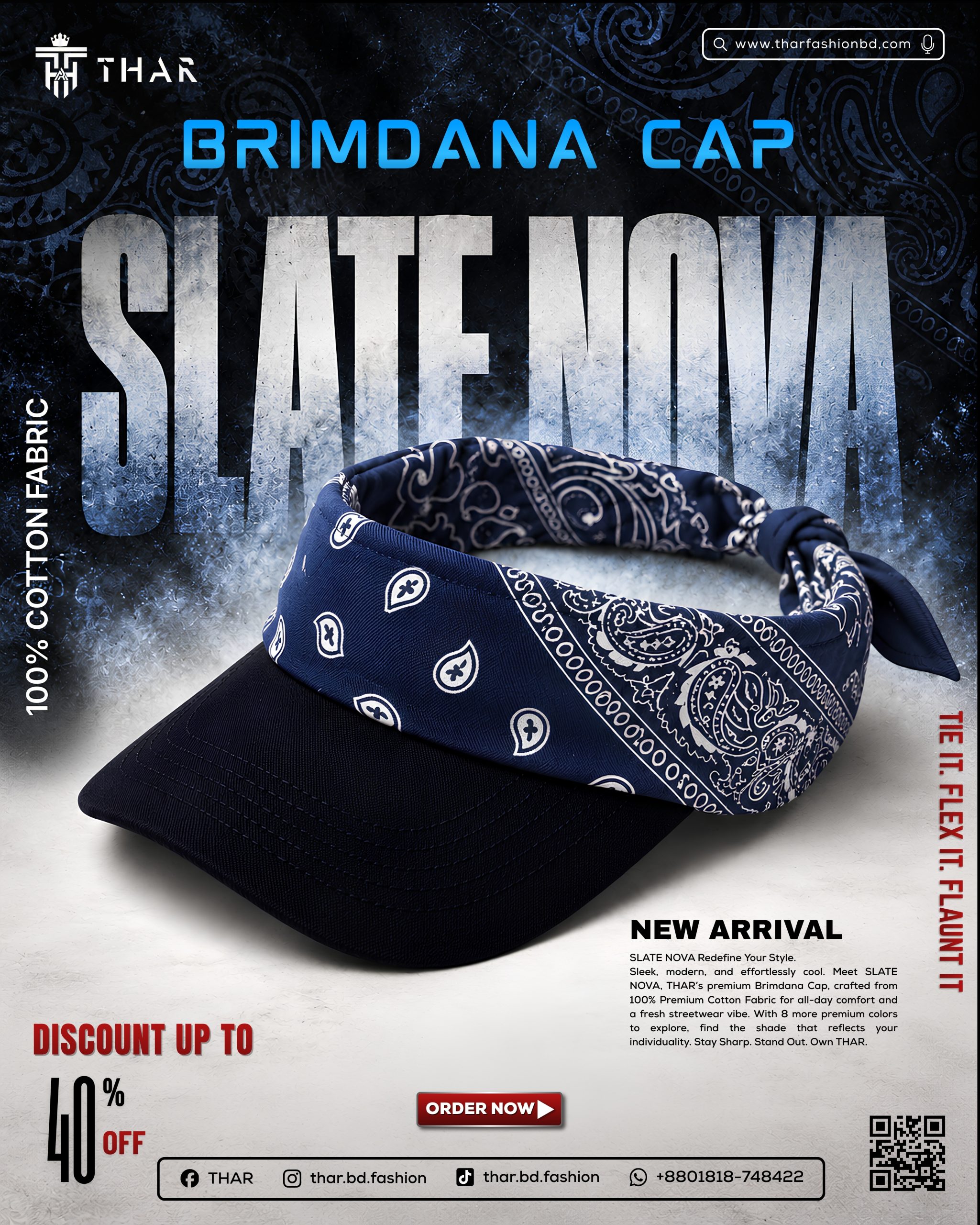THAR SLATE NOVA Bandana Brim Cap – Premium Cotton