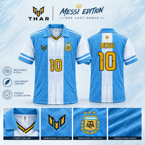 THAR Messi Edition Argentina Football Retro Jersey – Premium Mesh